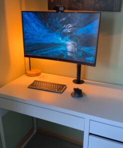 WALI Single Monitor Mount, Single Monitor Arm Desk Mount,Desk Monitor Stand, Holds Screen Up to 27inch, 22lbs, Adjustable Mount with C-CLAMP Designed for Home Office Application(M001), Black 16 inch Tall 41 717nZenMmL