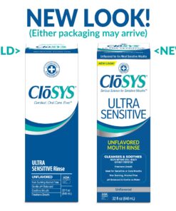 CloSYS Ultra Sensitive Mouthwash, 32 Ounce, Unflavored (Optional Flavor Dropper Included), Alcohol Free, Dye Free, pH Balanced, Helps Soothe Entire Mouth 32 Fl Oz (Pack of 1) 21 717p2Ya768L