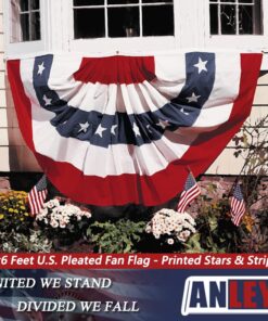 Anley USA Pleated Fan Flag, 3x6 Feet American US Bunting Flags Patriotic Stars & Stripes - Sharp Color and Fade Resistant - Canvas Header and Brass Grommets - United States 3 x 6 Feet Half Fan Banner 3x6 Ft 1pc 19 717p3GJh5KL