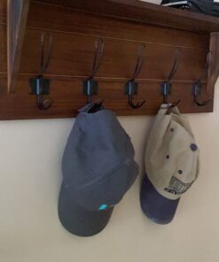 Rustic Wall Mounted Coat Rack Shelf - Brown Wooden Country Style 24" Entryway Shelf with 5 Rustic Hooks - Solid Pine Wood. Perfect touch for your Entryway, Mudroom, Kitchen, Bathroom and More (Brown) 1- Rustic Brown 31 717pIV580lL