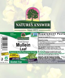Alternative view of Nature's Answer Alcohol-Free Mullein Leaf 1oz Extract | Herbal Supplement | Supports Respiratory Function & Mucous Membranes | Non-GMO, Kosher, Gluten-Free | Single Count