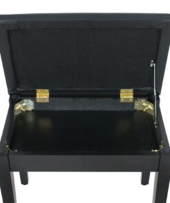 Smartxchoices 22''L Cushion Padded Piano Bench with Storage PU Leather Keyboard Stool Ebony Solid Wooden Seat Black 19 717pnAUo5L