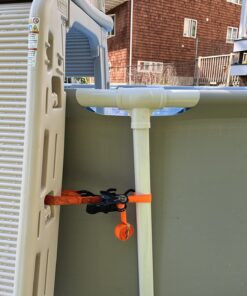 Confer Plastics 7200 Roll Guard 48" to 56" Adjustable A Frame Safety Ladder for Above Ground Outdoor Patio Swimming Pool Platform Ladder with Step Barrier, Warm Grey 49 717q0fBvU6L