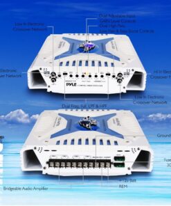 Pyle Hydra Marine Amplifier - Upgraded Elite Series 1000 Watt 4 Channel Bridgeable Amp Tri-Mode Configurable, Waterproof, MOSFET Power Supply, GAIN Level Controls and RCA Stereo Input(PLMRA420) 19 717s3hxlVcL