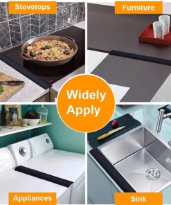 25Inch Kitchen Silicone Stove Counter Gap Cover, Easy Clean Heat Resistant Wide & Long Gap Filler, Seals Spills Between Counter, Stovetop, Oven, Washer & Dryer, Set of 2 ( Black) 25 Inches 30 717t9KOZ2wL