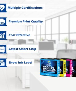 DOUBLE D PGI-2200XL PGI 2200 XL Pigment Ink Cartridges Compatible Replacement for Canon PGI-2200 PGI 2200XL for Maxify MB5320 MB5420 MB5120 MB5020 iB4020 iB4120 (1BK, 1C, 1M, 1Y) 4 Pack 11 717vIqaNktL