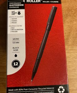 uni-ball Roller Rollerball Pens Fine Point Micro Tip, 0.5mm, Black, 12 Pack 31 717wmhblrnL