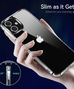 JJGoo Compatiable with iPhone 12 Case and 12 Pro Case Clear, Transparent Shockproof Phone Case, Slim Anti-Scratch Hard PC Back Protective Cover Bumper, Clear 15 717x7usEoNL