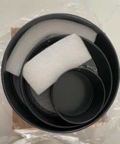 MASSUGAR Springform Cake Pan Set of 3 - Nonstick Leakproof Round Cheesecake Pan with Removable Bottom, Circle 3 Tiered 4" 7" 9 inch Spring form Pans for Baking with 50 Pcs Parchment Paper Liners Black 4-7-9 Inches 26 717yHjHhKeL