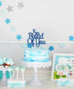 So Proud of You Cake Topper - Senior Graduation Party Decorations - High School College Graduation Cake Topper - Congrats Grad Party Decorations Supplies (Blue) 14 717yxImeAwL