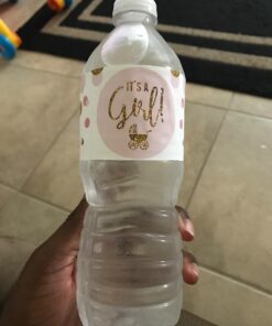 Andaz Press Blush Pink Gold Glitter Girl Baby Shower Party Collection, Water Bottle Label Stickers, 20-Pack Labels Water Bottle 20 718 3k4JKL