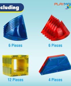 Alternative view of Playmags 28 Piece Magnetic Tiles Dome Set - Now with Stronger Magnets, STEM Toys for Kids, Sturdy, Super Durable with Vivid Clear Color Tiles