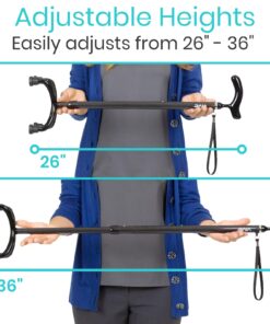Vive Carbon Fiber Quad Cane - Ultra Lightweight Walking Stick For Men, Women - Adjustable Ergonomic Grip Handle - Nonslip Four Prong Rubber Tips For Right, Left Stability Support - Mobility Travel Aid Black 14 7181NxAZUiL