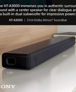 Sony HT-A3000 3.1ch Dolby Atmos Soundbar Surround Sound Home Theater with DTS:X and 360 Spatial Sound Mapping, works with Google Assistant Sound bar only 45 7181cWiP4L