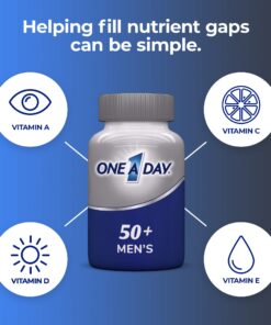 One A Day Men’s 50+ Multivitamins, Supplement with Vitamin A, Vitamin C, Vitamin D, Vitamin E and Zinc for Immune Health Support*, Calcium & more, 175 count 21 7181jZWn6dL 2