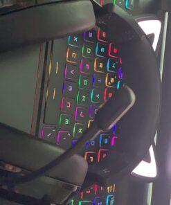 SOMIC GS510 Gaming Headset, Cat Ear Headset PC Gaming Headphones with Retractable Mic Noise Cancelling, Stereo Sound, DIY Face Covers for PC, PS4, PS5,Xbox One(Only White LED Light) Wired Black 21 7182AtabrML