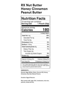 Alternative view of RX Nut Butter Peanut Butter, Protein Snack, Lunch Snacks, Honey Cinnamon, 11.3oz Box (10 Packs) Honey Cinnamon Peanut Butter 1.13 Ounce (Pack of 10)
