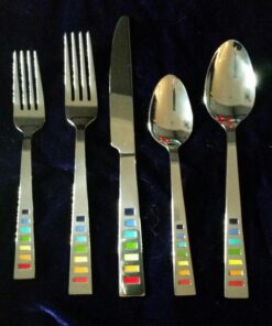 Fiesta - 641020R Fiesta Celebration 20-Piece Flatware Silverware Set, Service for 4, Stainless Steel, Includes Forks/Knife/Spoons 15 7182wgrPSsL