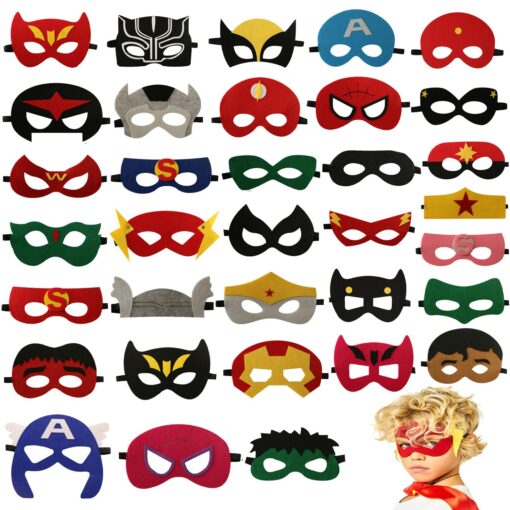 Superhero masks - Super hero party favors for kids, and birthday supplies 32 set for kids party