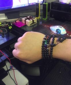 COAI 108 Japa Mala 7 Chakra Stone Wrap Bracelet Necklace Matte Onyx 34 7183IHISZmL