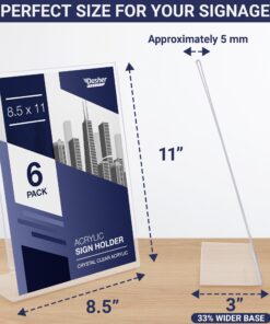 Acrylic Sign Holder 8.5 x 11, Slant Back Acrylic Display Stands, A Frame Flyer Holder for Office, Paper Stand Menu Holder, Table Sign Holders, Sign Holder Stand, Acrylic Stands for Display (6 Pack) 6 Pack 13 7183sFPjuxL