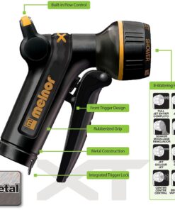 Melnor XT Metal Garden Hose Nozzle; Front Trigger with Flow Control; 8 Watering Patterns; 100% Metal Body with Fully Rubberized Slip Resistant Grip Basic 8-Pattern 13 7183zHFuV8L