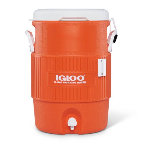 Igloo Portable Sports Cooler Water Beverage Dispenser with Flat Seat Lid Orange 5 Gallon