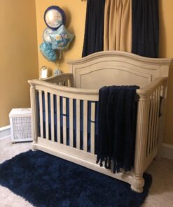 TILLYOU Crib Bed Skirt Navy Pleated for Baby Boys Girls, 100% Natural Soft Dust Ruffle, Standard Nursery Bedding Toddler Bedskirt Solid, 14" Drop Navy Blue Cotton 19 7184WBL94WL