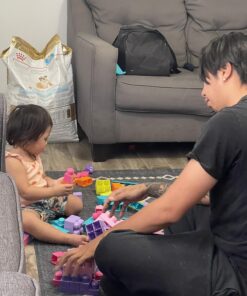 MEGA BLOKS Fisher-Price Toddler Block Toys, Big Building Bag with 80 Pieces and Storage Bag, Pink, Gift Ideas for Kids Age 1+ Years Pink Bag 28 7184khXTT L