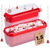 StarPack Long Scoop Reusable Ice Cream Containers with Lids (2-Pack) - Ice Cream Container for Home Made Ice Cream Storage, Soup & Food Storage - Durable Ice Cream Freezer Containers with Style! 2 Pack Cherry Red 38 7185NQsJyqL
