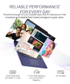 HP Stream 14 inch Laptop for Student and Business, Intel Quad-Core Processor, 16GB RAM, 320GB Storage (64GB eMMC + 256GB Card), 1-Year Office 365, Webcam, 12H Long Battery Life, Wi-Fi, Win11 H in S Indigo Blue 16GB RAM | 320GB Storage 9 7185X17DjoL 1