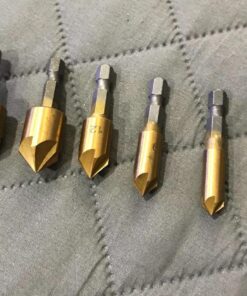 Baban Countersink Drill Bit,Countersink Drill Bit Set 6 Pcs 1/4'' Hex Shank HSS 5 Flute Countersink 90 Degree Center Punch Tool Sets for Wood Quick Change Bit 6mm-19mm 42 7185fWQid5L