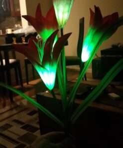 TONULAX Solar Garden Lights Outdoor - New Upgraded, Multi-Color Changing Lily Solar Lights for Patio,Yard Decoration, Bigger Flower and Wider Solar Panel (2 Pack,Purple and Red) 2 Pack 36 7186AivYOlL