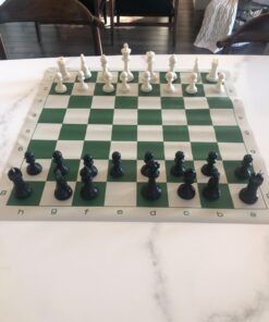 WE Games Best Value Tournament Chess Set - Staunton Chess Pieces and Green Roll-Up Vinyl Chess Board 1 46 7186U3XNXtL