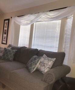 Elegant Comfort Lightweight Sheer Voile Window Scarf Valance - 216 Inch Long - 1 panel Long Sheer Curtain for Living Room, Event Decor, Bedroom, (1 Piece) 55" X 216'' Long, White 35 7186ZrFKxhL