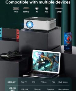 TMY Native 1080P Projector with 5G WiFi and Bluetooth 5.1, 13000 Lumens 4K Supported Mini Projector, Portable Projector Compatible with TV Stick/Phone/PC/DVD/HDMI/AV/USB/SD, Outdoor Movie Projector 46 7188 hVhQaL