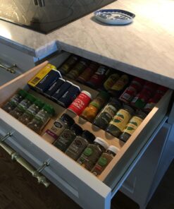 Rev-A-Shelf 16" 3 Tiered Seasoning Organizer, Trim-to-Fit Wooden Kitchen Draw and Cabinet Home Storage Insert, Pull Out Spice Rack, Maple, 4SDI-18 16 Inch 29 71888RbekdL