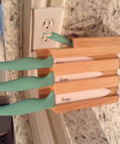 Ceramic Knife Set with Block - Chef Knife, Utility Knife, Paring Knife Rust Proof Sharp Turquoise Kitchen Knife Set with Wood Block and Fruit Peeler 44 71899ZImT L 1