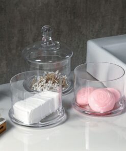 MyGift Modern 3 Tier Clear Glass Stacking Apothecary Jars with Lid, Round Glass Display Candy and Cookie Containers, 16 inch Tall 22 7189dQSG0sL