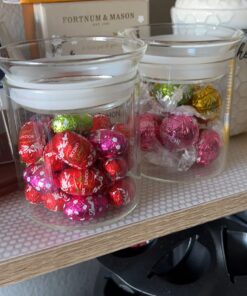 ZENS Glass Canister Set, Small Airtight Kitchen Storage Jars with Glass Lids, Clear 4 Pack 10oz Empty Food Container for Spices with Lables and Stickers. 01-10oz*4 33 7189gmjOhxL