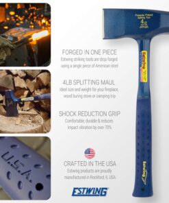 ESTWING Fireside Friend Axe - 14" Wood Splitting Maul with Forged Steel Construction & Shock Reduction Grip - E3-FF4, Blue 20 7189r6udRlL