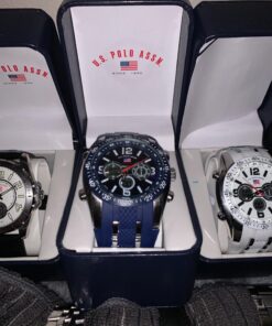 U.S. Polo Assn. Sport Men's US9284 Blue and Silver-Tone Analog/Digital Chronograph Watch 24 718BetEEmiL