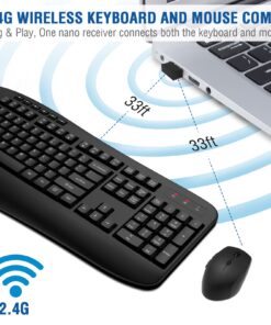 Wireless Keyboard Mouse Combo, EDJO 2.4G Full-Sized Large Wireless Keyboard with Comfortable Palm Rest and Optical Wireless Mouse for Windows, Mac OS PC/Desktops/Computer/Laptops 21 718BsPNRmlL
