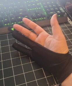 OTraki 4 Pack Artist Gloves for Drawing Tablet Free Size with Two Fingers for Graphics Pad Painting Good for Right or Left Hand - 2.95 x 7.87 inch M Black 33 718C80TQHzL