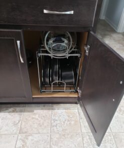 Rev-A-Shelf 2-Tier Kitchen Cabinet Pull Out 12" Cabinet Organizer for Pots, Pans, and Lid Cookware, Adjustable Heavy Duty Wire, Chrome, 5CW2-1222-CR 12 in. 50 718CU6gcxnL