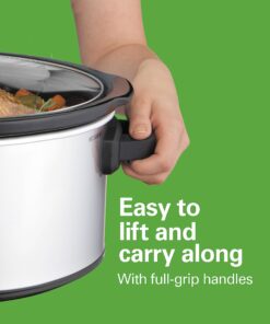 Hamilton Beach 6-Quart Slow Cooker with 3 Cooking Settings, Dishwasher-Safe Stoneware Crock & Glass Lid, Silver (33665G) 26 718CdZkmGJL