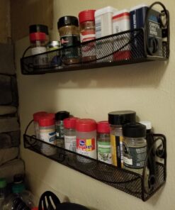 Deco Brothers 2 Pack Wall Mount Single Tier Mesh Spice Rack, Bronze 37 718DMiNc8OL