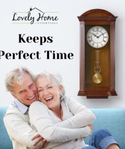 Pendulum Wall Clock Battery Operated - Large Hanging Grandfather Wall Clock with Pendulum - Quiet Wood Pendulum Clock - Wooden Wall Clock for Living Room Decor, Office & Home Décor Gift 27x11 Medium Wood 22 718DZ5T4BnL 1