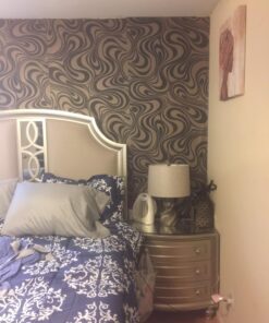 Q QIHANG Modern Abstract Curve 3D Wallpaper Roll Mural Papel De Parede Flocking for Striped Black Brown Color Unpasted Living Room Wall Paper 0.7m x 8.4m=5.88㎡ 44 718Erbfdl7L