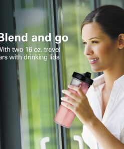 Hamilton Beach Stay or Go Blender with 32oz Jar, 8oz Grinder for Nuts & Spices, and 2 Portable Cups with Drinking Lids for Shakes and Smoothies, BPA Free, Black and Silver (52400) 20 718Et1r9pkL